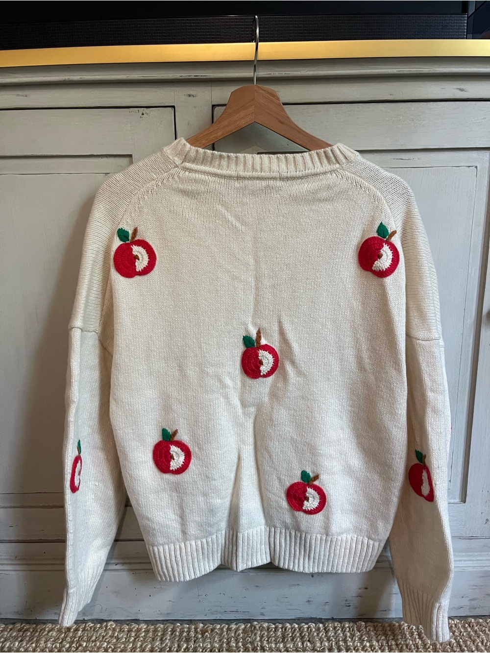 Boden Natalie Embroidered Sweater- Warm Ivory, Apples - Picture 5 of 5